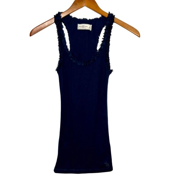 Authentic Rare Abercrombie Vintage Y2K Ribbed Razorback Top Coquette Navy Girl S - Picture 1 of 10
